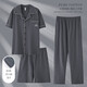Catman (MiiOW) men's pajamas 2025 new three-piece set pure cotton short-sleeved trousers for summer thin styles, can be worn outside with larger size home clothes LMSJ9274 2XL Recommended 150-175Jin [Jin equals 0.5 kg]