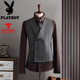 Playboy 2025 Sommer Double Breasted Anzug Set Herren High-End British Stripe Business Anzug dreiteilige Hochzeitskleid dunkelgrau