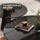 Yiyan round glass coffee table living room light luxury high-end small apartment Italian simple high-end modern Internet celebrity minimalist combination 70 single drawer pure black glass coffee table + side table