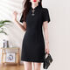 Alleyshe Tongxiang Fali New Chinese Style 2025 Summer New Large Size Small Chinese Style Cheongsam Skirt Fashionable Fatty Feeling Slimming 9759 Black New Chinese Style High Quality XL 110-120Jin[Jin equals 0.5 kg]