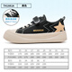 Pull back children's canvas shoes boys low-cut sneakers girls breathable lightweight casual shoes TH1881A black 33