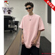 Woodpecker heavyweight pure cotton short-sleeved T-shirt for men in summer American high street small neckline round neck black solid color inner base shirt men K17080 burgundy 4XL