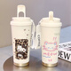 膳魔师（THERMOS）凯蒂猫可爱咖啡杯学生保温杯大容量316陶瓷不锈钢水杯新款女 不锈钢内胆-FA691线条小狗+挂绳