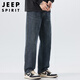 JEEP SPIRIT Jeep jeans men's autumn and winter loose straight pants stretch casual pants men blue gray 32