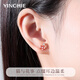 Gin Qianhui 999 sterling silver cat earrings for women peach blossom earrings fashion accessories Valentine's Day birthday gift for girlfriend and best friend