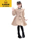 G.Duckkids Girls 'Wursbreaker Spring и осень 2024 г. Новая корейская версия детской средней горы детского листа Lotus Lotus Lotus Midge Maden Litshing's Fashion Kkeepable Khaki Ruffle Trench Poat 150 см.