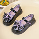 G.duck Girls' Leather Shoes Kuromi Bow Children's Shoes Spring and Autumn New Black Medium and Large Children's Girls Princess Shoes 2025 Black 26 Inner Length 15.8 cm