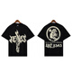 Lee Kids American Trendy Brand Hell Star Letter Camiseta con estampado de huellas Hombres y mujeres Siguiente manga corta de deportes sueltos 2691 Black S