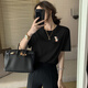 Adidas short-sleeved women's summer black printed cute half-sleeved casual top pure cotton sports black T-shirt IP3878 XS 70-85Jin[Jin equals 0.5 kg]