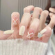 Uso de uñas Jelly Glye Glue de gama alta Xiaohongshu Patch de uñas cortas Arte de uñas Las uñas falsas se pueden separar por 1047# Crystal Purple Butterfly Phototerapia Estilo de pegamento