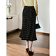 Olrain A-Line Slim Polka Polka Skirt Autumn 2025 New High-Waist Slim Slim Longitud Mid-longitud de longitud de longitud en blanco y negro Polka XL 170/76A/XL