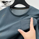 Septwolves (Septwolves) Sommer-Männer kurzärmelig T-Shirt mit mittleren Nacken mit mittleren Nacken mit Middle Color Color Top Herren lose, halbärmelige Taschen Live DX-691 Lake Blue M 165/Vorgeschlagen 120jin [Jin gleich 0,5 kg] oder weniger