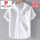 Pierre Cardin Linen de lino para hombres Camiseta de manga corta Camiseta suelta Top con cuello T-Cotton Ropa de verano Yunyi-9711 Amarillo M