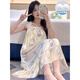 
CaileiKelai nightgown for women in summer, with breast pads, ice silk cool suspender pajamas, summer ladies, sweet and cute home clothes, spring and autumn 3887 [Not removable chest pad] M [75-100Jin [Jin equals 0.5 kg]]
