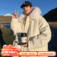 Du Xiaoxian Winter Cotton Coat for Men New Fashion Brand Flowing Trapa de trabajo engrosado para hombres con capucha collar de piel grande chaqueta de algodón cálida WT4855 Apricot M [sugerido 90-120 Jin [Jin iguala 0.5 kg]]]