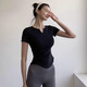Zhenxiqi yoga wear women's tops sports short-sleeved T-shirt 2025 with chest pad breathable slim Pilates running fitness wear black with chest pad L recommended 105-120 Jin Jin equals 0.5 kg