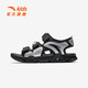 ANTA Children's Sandals Men's and Women's Shoes 2025 Summer New Summer Velcro Lingbo Open Toe Arch Beach Shoes Boys Black/Silver-8 39