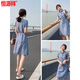 
Hengyuanxiang high-end cotton and linen dress for women summer casual new large size slim temperament small linen belt shirt skirt blue L 100Jin [Jin equals 0.5 kg]-115Jin [Jin equals 0.5 kg]