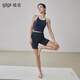 GIGT Changing Pants Five Sections Sports Shorts Women's Running Yoga Cycling Outer Fitness Suit Pilates Wear Navy Blue Vest + Deep Sea Blue S Recommended 85-110 Jin Jin equals 0.5 kg