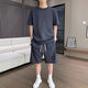 Belle Shangxi 2025 Summer Minage à manches courtes Shorts décontractés Suisse décontractée pour hommes T-shirt de soie de glace pour hommes Pantalon à cinq points Set 829 Black Suit M Recommandé 90-110jin [Jin est égal à 0,5 kg]