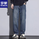 Romon 2025 summer retro jeans for men new style loose trousers straight casual wide-leg pants for men spring and autumn 1/2 9921 blue and gray (single set) 28 (waist circumference two feet one)
