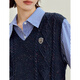 
Inman College Style Cable Color Points Layered Knitted Vest 2025 Autumn Women's New Retro Vest Sweater Dark Blue M
