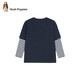 Hush Puppies casual style children's clothing boys autumn bottoming shirt long-sleeved T-shirt loose and comfortable casual long-sleeved crew neck shirt navy blue 130 cm slightly thin