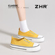 
ZHR canvas shoes for women classic student board shoes for women thick sole one foot sporty breathable women's shoes CS129 yellow 39
