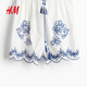 H/M Jumpsuos femeninos 2025 Autumn Nuevo viajero bordado bordado de la cintura redonda de temperamento que abraza el temperamento 1291739 Patrón blanco/azul XXS 150/76 XXS