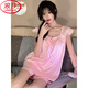 LangSha silk sexy vest sleeveless pajamas women's summer thin style with chest pad sweet home clothing 2025 new style JDX-9227 blue M 80-100Jin [Jin equals 0.5 kg] (with fixed chest pad)