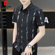 皮尔卡丹（pierre cardin）新款2025夏季男士短袖衬衫潮流痞帅气感冰丝衬衫薄款凉爽衬衣 7027黑色 M 90-110斤