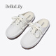 Bella Lily2025夏季新款一脚蹬帆布鞋女轻便包头半拖鞋百搭小白鞋 白色 39