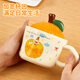 Feiyu Cute Series Orange Girl Ceramic Mark Cup for Women with Lid 330ml Practical and Exquisite Birthday Gift for Girls