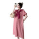Langyin MATERNITY SUIT Été 2025 NOUVELLE ROBE CHEMPRE CHEPT-MANDE COURTE SUMPE SUMER MallEding Lais-toites décontractées à manches courtes à manches à manches rouges à manches rouges + châle L suggestion 115-130jin [Jin est égal à 0,5 kg]