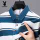 Playboy (Playboy) High-End-Sommer im mittleren Alter für Männer Polo Shirt Casual Daddy Outfit gestreiftes Business Ice Seide Atmungsfreie losen Revers 6636-Blue L L.