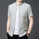Nosskiss International Brand Men's Short-Sheeve Shirt Men's 2025 Summer Nouveau Summer avec un collier de support linéaire Collier Half-Sheeve Shirt Grey XL 175/115 Convient pour 140-155jin [Jin est égal à 0,5 kg]