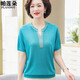Kuzhang (Kuzhang) 2025 NOUVELLE Mère T-shirt en tricot d'été Suit à manches courtes d'été d'âge moyen d'âge moyen-mante
