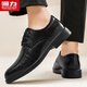 Warrior leather shoes men's business casual men's shoes low-cut British formal leather shoes men 2725 black 42