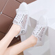 Woodpecker white shoes for women in summer thin casual board shoes hollow breathable mesh women's shoes lace flat sports shoes for women white 38