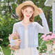 
Goyne's new summer women's sweet short style with skirt blue hollowed-out top with light sunscreen sweater cardigan jacket white S
