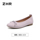 ZHR单鞋女春夏芭蕾风软平底豆豆女鞋气质蝴蝶结蛋卷奶油鞋AH679 紫38