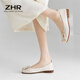 ZHR single shoes women's soft flat bottom light mouth bean women's shoes fairy style light lazy shoes one-step AH95F beige 38