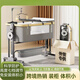 
Raft core diaper table crib two-in-one foldable movable aluminum alloy crib splicing large bed multi-functional movable aluminum alloy wood grain [light powder] style + 4 fiber mattress
