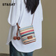 Sábado Bolsa para mujeres 2025 Nuevo Bolso de cubo de arco irbow Bolso Dopamine Bolso de teléfono móvil Fashion One-Hohor Crossbody Straw Bague