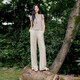 Eifli (eifini) eifli bingsi yamamoto pantalon pour les femmes 2025 printemps et été de style mince des gens qui portent des pantalons décontractés de lazy largement lâches en lin small version xl 125-140jin [Jin équivaut à 0,5 kg]