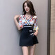 
A 21 FUNB new age-reducing foot massage shop female technician work clothes fashionable printed dress to make you look slim and elegant foot massage set 1391 black S