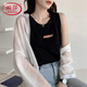 
Langsha light luxury black I-shaped vest for women 2025 spring and summer wear pure cotton suspender solid color inner loose sleeveless T-shirt 6187 white M