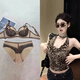 Victoria Palace Sexy Underwear Women's Leopard Print Contrast Color Small Breasts Revealing Large Push-up Bra Set Anti-Sagging Top Support Side Bra Orange 85B/38B With XL Size Underwear