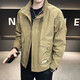 Jacket Men's 2025 Spring and Autumn New Style Loose Stand Collar Work Jacket Men's Trendy Versatile Clothes Green 4XL Recommended 160-175 Jin Jin equals 0.5 kg