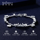 Shengshi Qiyuan platinum bracelet for women pt950 platinum bracelet with flashing blessing lock coiled bracelet Chinese Valentine's Day gift for girlfriend 17.11g/length 16-18.5cm adjustable